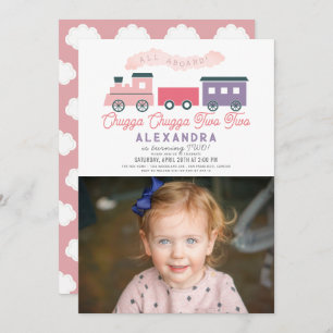 Invitation Chugga Chugga Deux Train Girl 2e anniversaire Phot