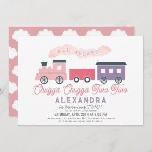 Invitation Chugga Chugga Deux Train Rose Girl 2e Anniversaire