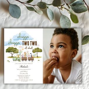 Invitation Chugga Chugga Two Two Photo d'anniversaire 2 ans T
