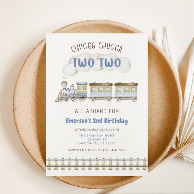 Invitation Chugga Chugga Two Two Train Second Birthday Invite (Créateur téléchargé)