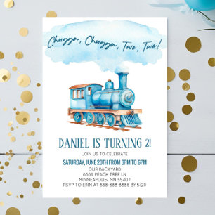 Invitation Chugga Deux Choo Choo Train 2e fête d'anniversaire