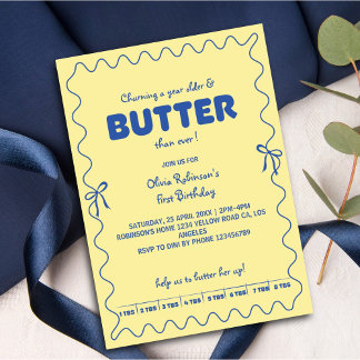 Invitation Churning a Year Older Butter Birthday 