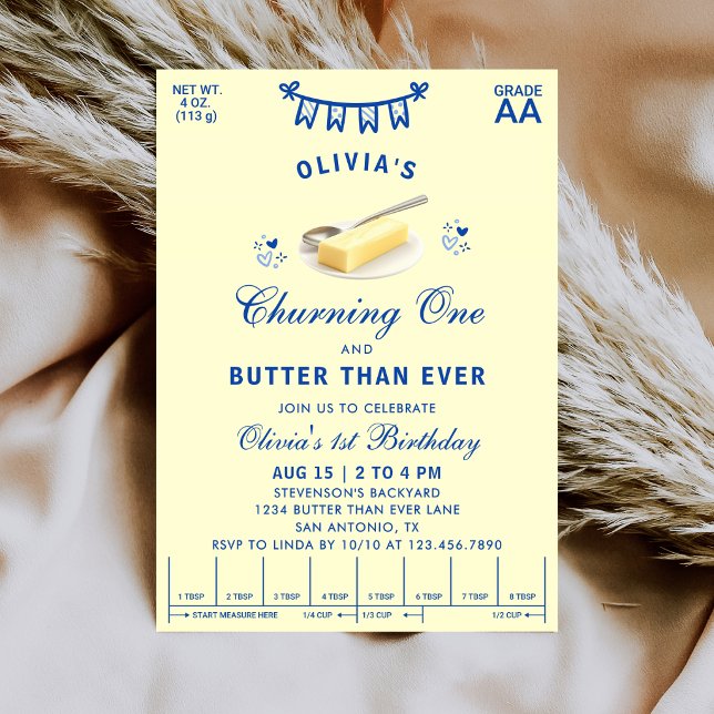 Invitation Churning One Butter Than Ever Buttery 1st Birthday (Créateur téléchargé)
