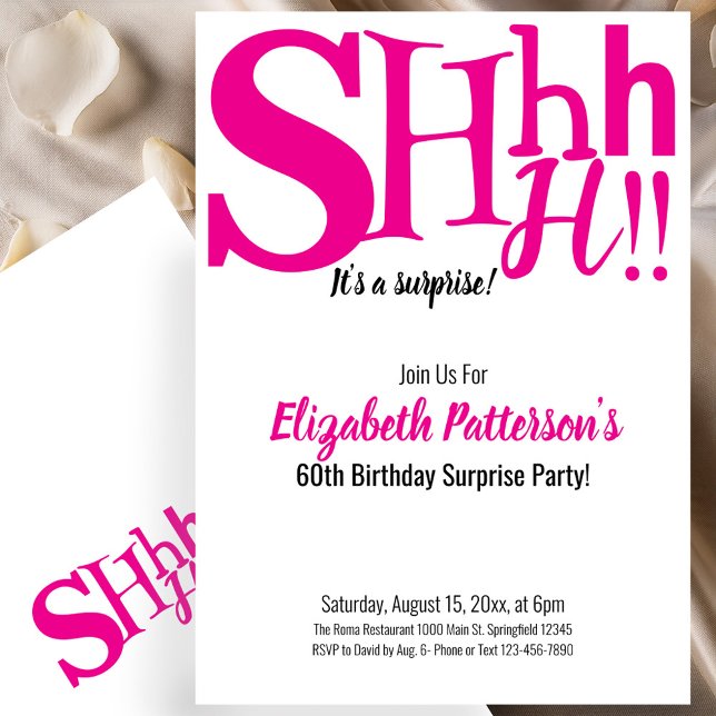 Invitation Chut! C'est une fête d'anniversaire surprise 60 an (Créateur téléchargé)