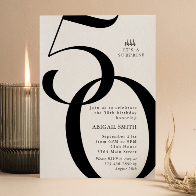 Invitation Chut, c'est une fête surprise pour un 50e annivers (Créateur téléchargé)