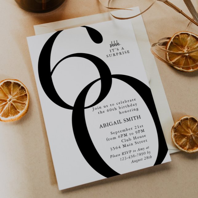 Invitation Chut ! C'est une fête surprise pour un 60e anniver (Créateur téléchargé)