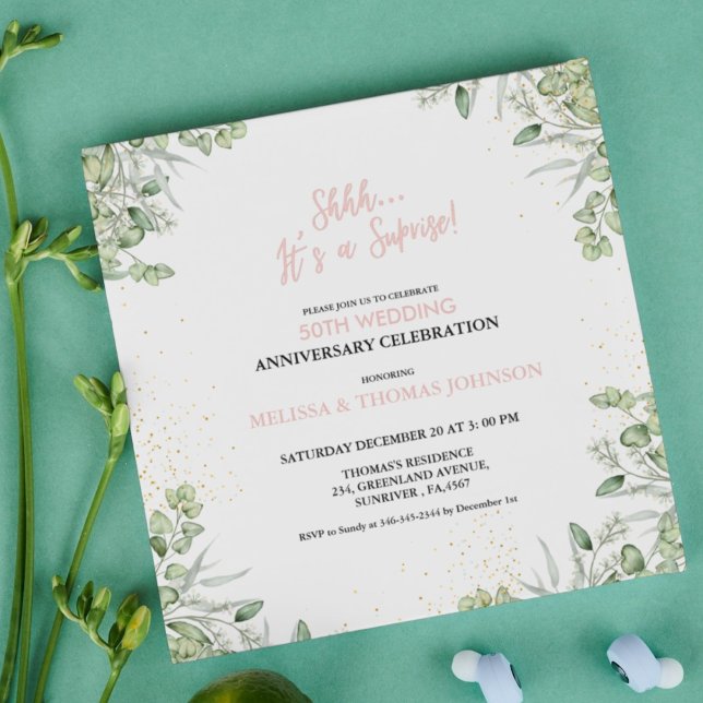 Invitation Chut C'est une surprise 50e anniversaire de mariag (Créateur téléchargé)