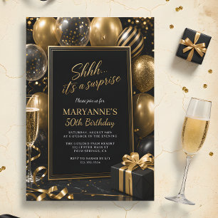 Invitation Chut ! C'est une surprise Anniversaire 50 ans Or N