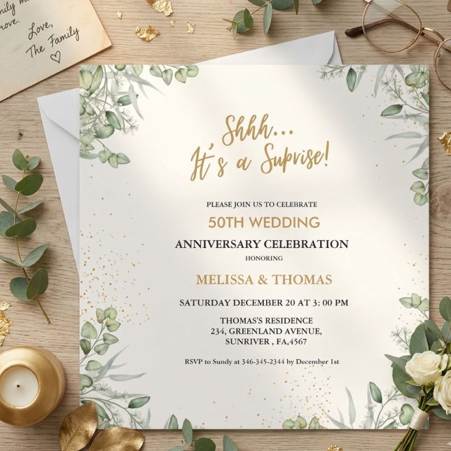 Invitation Chut! C'est une surprise pour le 50e anniversaire  (Créateur téléchargé)