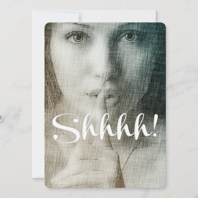 Invitation Chut ! Fête unique Chic Fun Surprise (Devant)