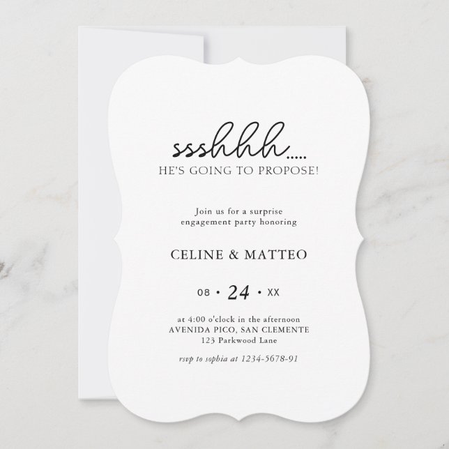 Invitation Chut... Il va demander sa main | Fiançailles Surpr (Devant)