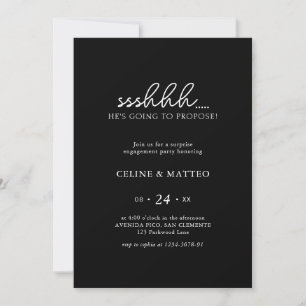 Invitation Chut... Il va proposer   Fiançailles noir