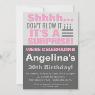 Invitation Chut Ne souffle pas c'est une fête d'anniversaire