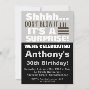 Invitation Chut Ne souffle pas c'est une fête d'anniversaire 