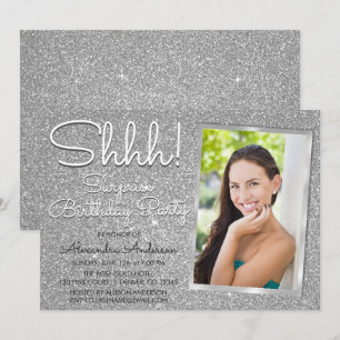 Invitation Chut ! Photo de fête d'anniversaire d'argent surpr