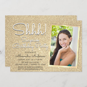 Invitation Chut ! Surprise Gold Birthday Party Photo