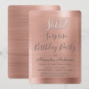 Invitation Chut ! Surprise Rose Gold fête d'anniversaire