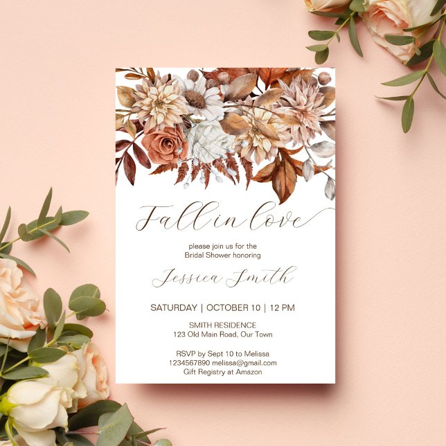 Invitation Chute amoureuse boho brun fleurs nuptiale douche (Fall in love earthy boho desert brown bridal shower template invitation instant digital download )