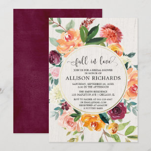 Invitation Chute amoureuse de la douche de nage à feuillage f