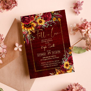 Invitation Chute amoureuse de tournesols rose bordeaux