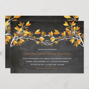 Invitation Chute Brown Aimer noué Arbres Chalkboard Mariage