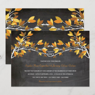 Invitation Chute Brown Aimer noué Arbres Chalkboard Mariage