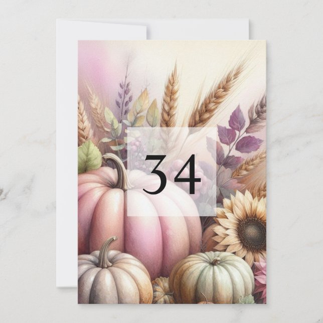 Invitation Chute Citrouille feuille aquarelle calligraphie (Devant)