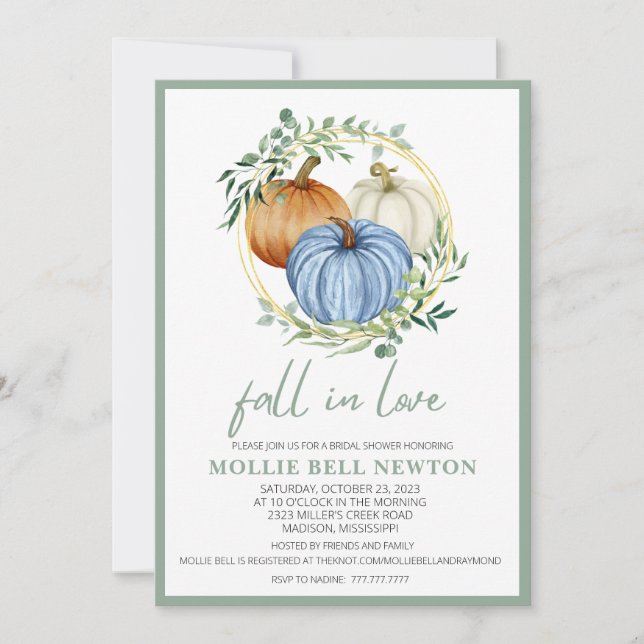 Invitation Chute d'amour Automne nuptiale de douche Invitatio (Devant)