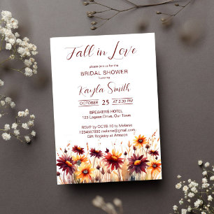 Invitation Chute d'amour burgundy orange dahlias nuptiale