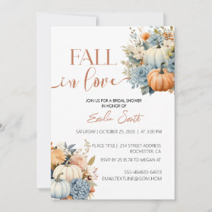 Invitation Chute d'amour citrouille fleurie douche nuptiale