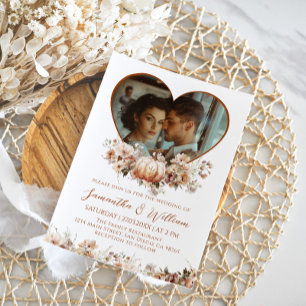 Invitation Chute d'amour Floral Citrouille Écouter Mariage ph