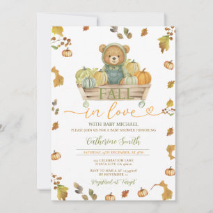 Invitation Chute d'amour Ours Citrouille Baby shower Automne