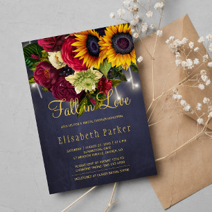Invitation Chute d'amour tournesol rustique rose nuptiale