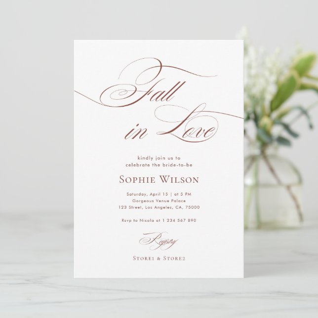 Invitation Chute dans l'amour Fête des mariées de script soph (Debout devant)