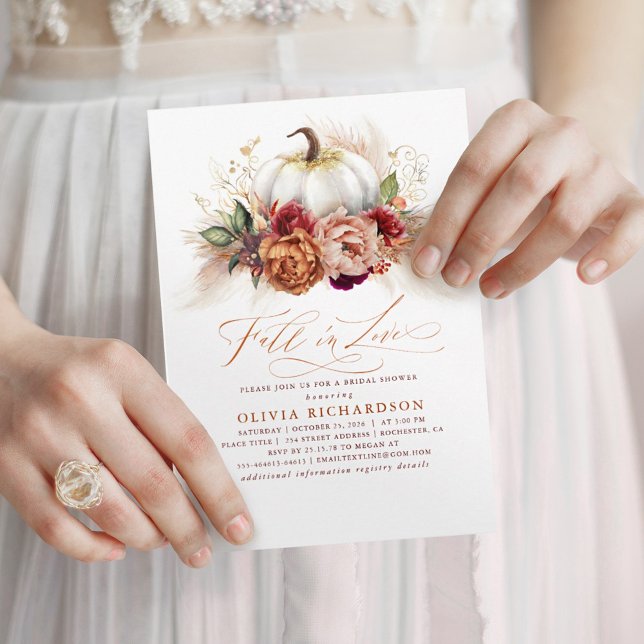 Invitation Chute dans l'amour Fête des mariées Rust Flowers C (Fall in Love Bridal Shower Invitations)