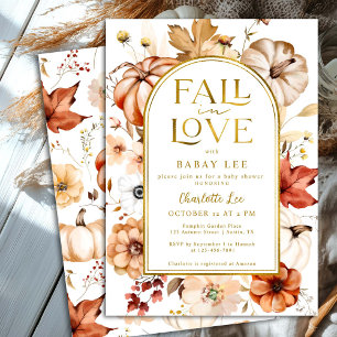 Invitation Chute dans Love Gold Foil Citrouille Baby shower