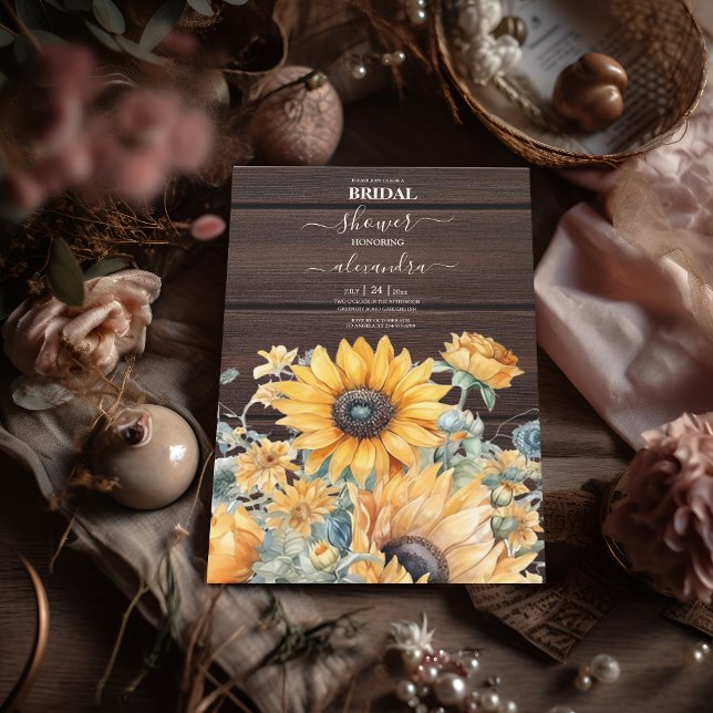 Invitation Chute d'aquarelle Sunflower Bride (Créateur téléchargé)