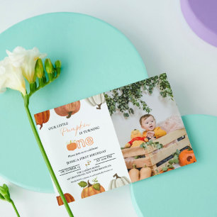 Invitation Chute de notre petit citrouille à un premier anniv