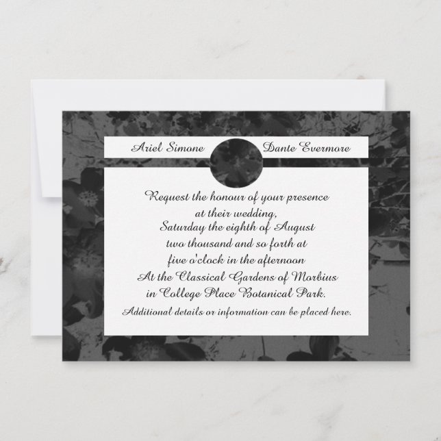 Invitation Chute de nuit gothique Floral Mariage Handfasting  (Devant)