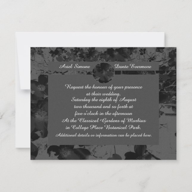 Invitation Chute de nuit gothique Floral Mariage Handfasting  (Devant)