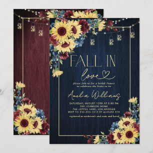 Invitation Chute de tournesol en amour Marine Aquarelle Flora