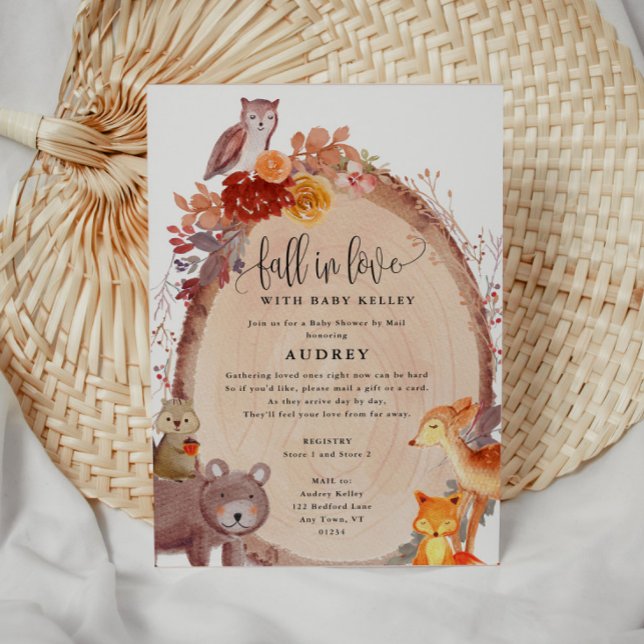 Invitation Chute en amour Animaux des bois, Baby shower par c (Cute Fall In Love rustic Baby Shower invitations)