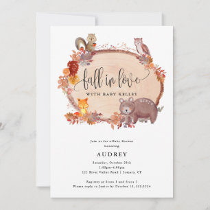 Invitation Chute en Amour Animaux des bois, Baby shower rusti