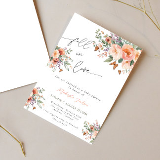 Invitation Chute en Amour Aquarelle Automne Baby shower Flora