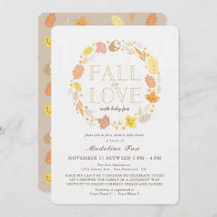 Invitation Chute en amour Automne Wreath Baby shower en voitu
