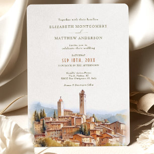 Invitation Chute en amour avec San Gimignano Italie Mariage