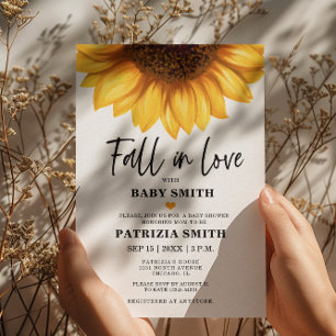 Invitation Chute en amour Baby shower de tournesol