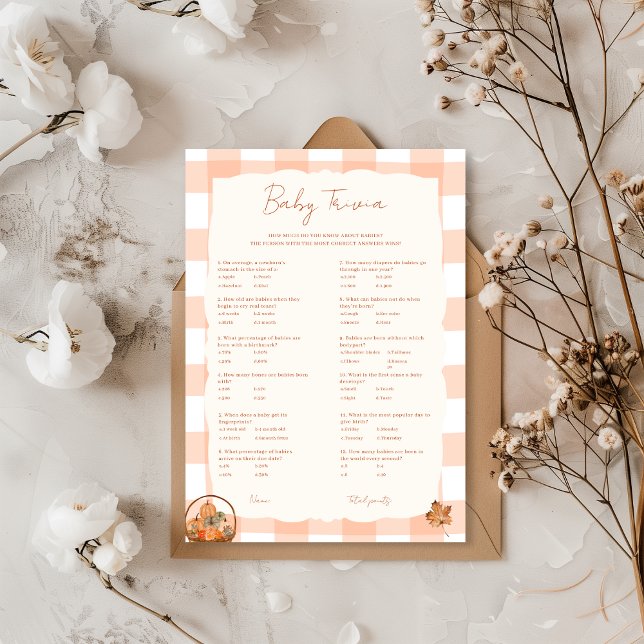 Invitation Chute en amour Baby Trivia Baby shower Game Card (Créateur téléchargé)