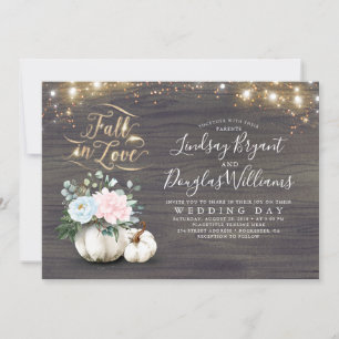 Invitation Chute en Amour Blanc Citrouille Rustique Mariage d