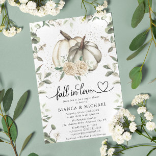 Invitation Chute en amour Blanc Citrouille vert Couples Douch